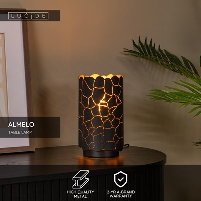 Lucide ALMELO - Table lamp - Ø 15 cm - 1xE27 - Black